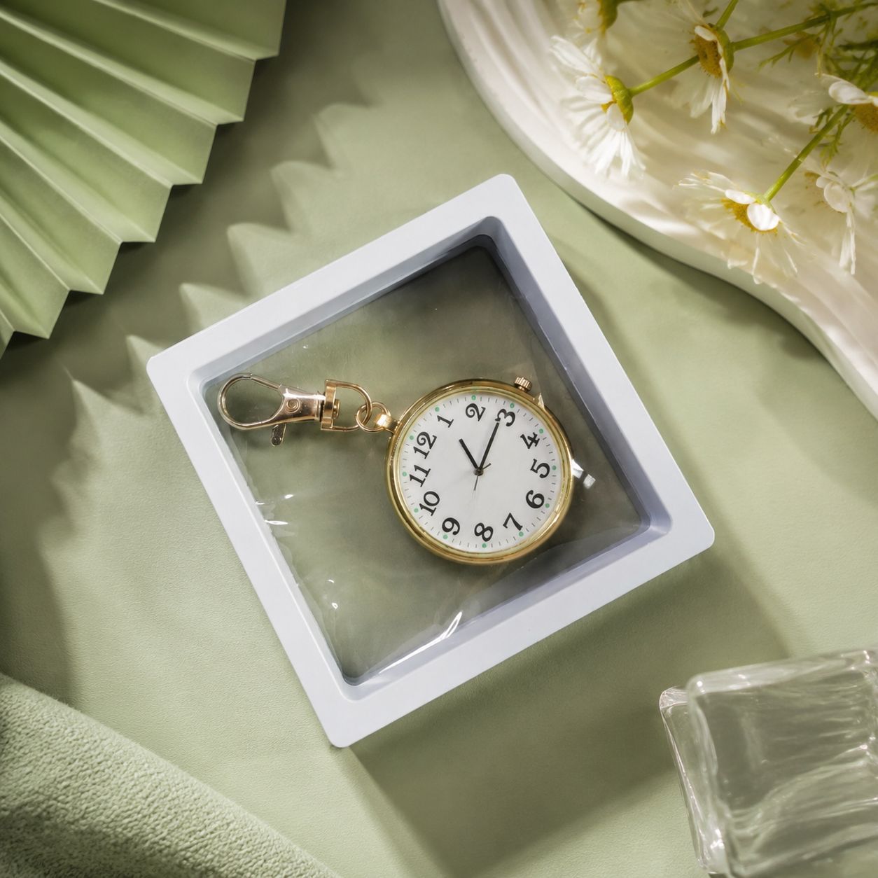 Unisex Round Dial Quartz Movement Strap Pocket Watch With Plexiglass Mirror And Plastic Case Featuring Pointer And Number Display