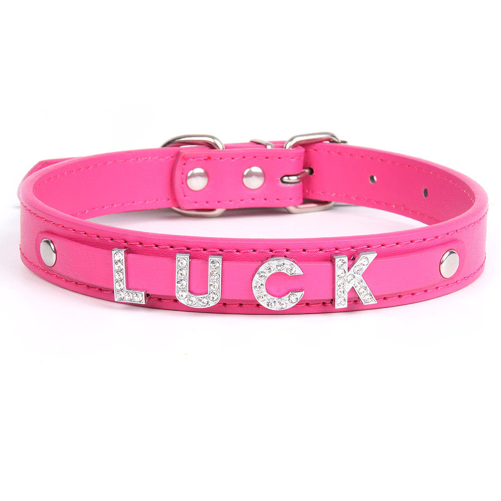 Halloween PU Leather Pet Collar For All Seasons Featuring Durable Letter Pattern Design