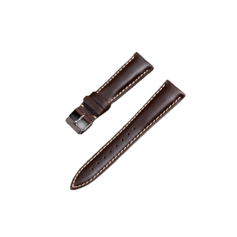 Unisex Retro Watch Strap In Genuine Leather Featuring Totem Pattern, Available In Dyed Black