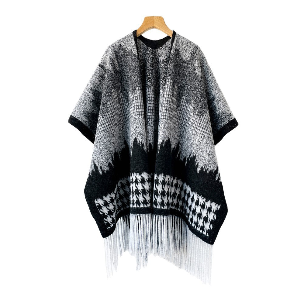 Women’s Lattice Shawl In Imitation Cashmere, Autumn Wear In Coffer Color