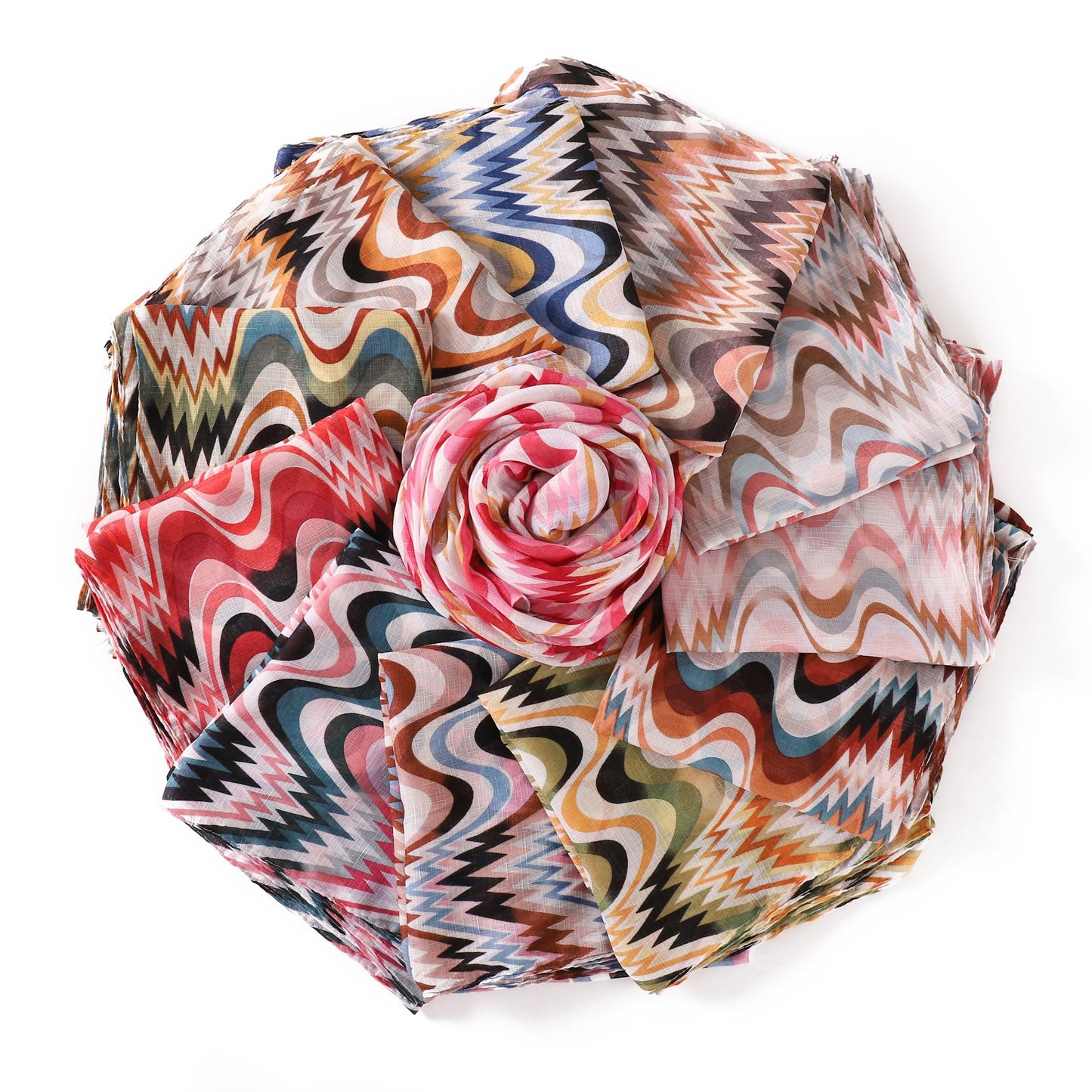 Waves Polyester Shawl Scarf In Ombre, Suitable For All Seasons