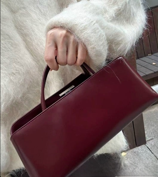 Women’s Solid Color Square PU Leather Underarm Bag With Metal Button And Top Handle
