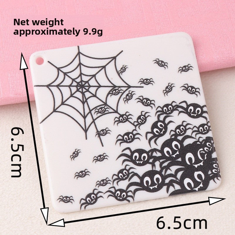 Heart Shape Acrylic Earring Findings With Printing, Exaggerated Style In Natural Pink For Halloween Jewelry Accessories