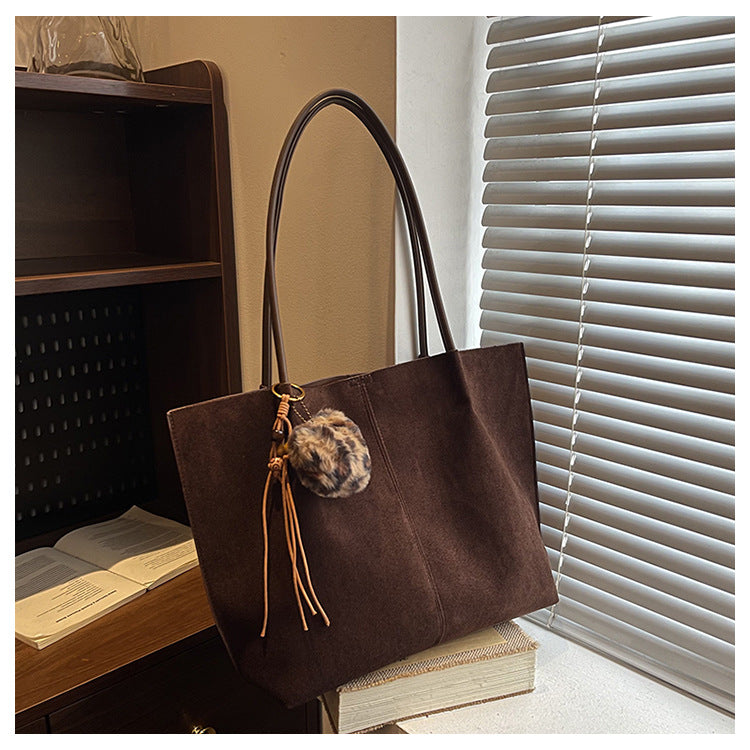 Solid Color Square Suede Underarm Bag For Women With Sewing Thread Detail And Single Shoulder Strap