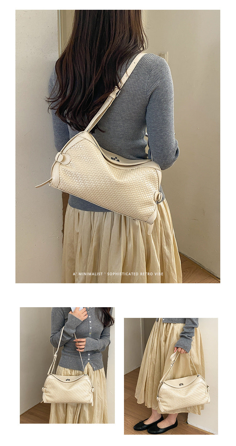 Women’s PU Leather Crossbody Bag In Pillow Shape With Braid Detail And Top Handle, Perfect For Autumn