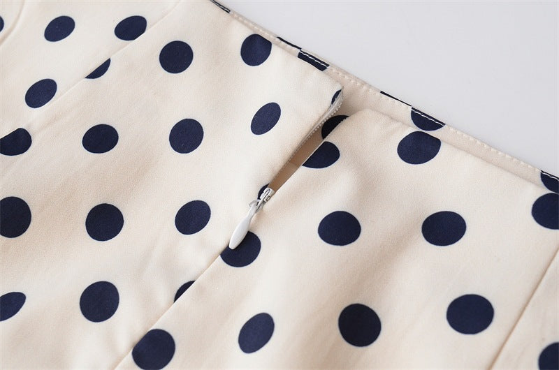 Polka Dots Streetwear Slim Straight Skirt In Polyester With Mid Waist For Spring