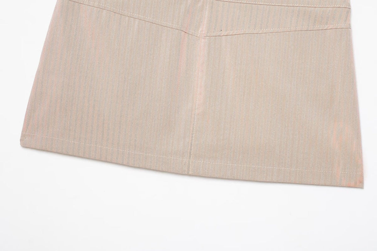 Streetwear Stripe Skirt In Polyester For Autumn Featuring Printing Craftsmanship
