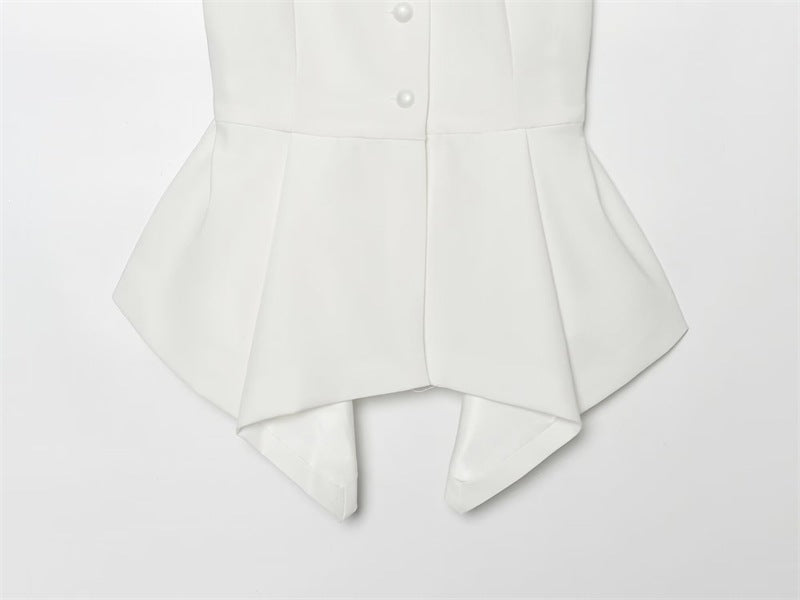 Solid Color Eyelet Top For Women In Polyester Fabric With British Style Featuring Hollow Out And Single Breasted Round Neck Design
