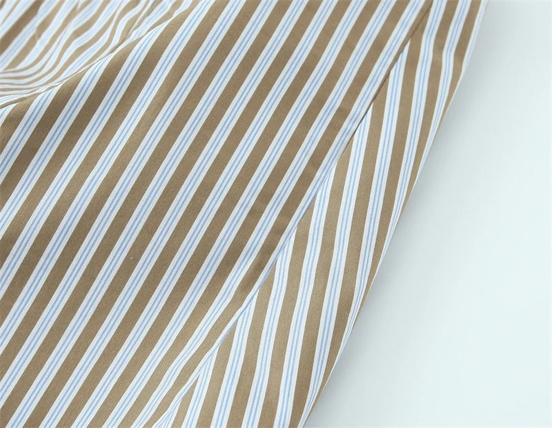 Casual Stripe Cotton Blend Straight Pants Pant Co-ord Set With Tie Closure For Everyday Wear