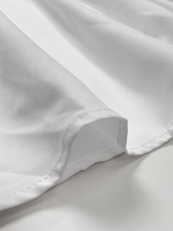 A-Line Loose Pleated Solid Color Split-Joint Lapel Maxi Dresses Shirt Dress