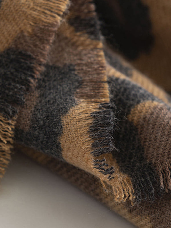 Fringed Leopard Shawl&Scarf
