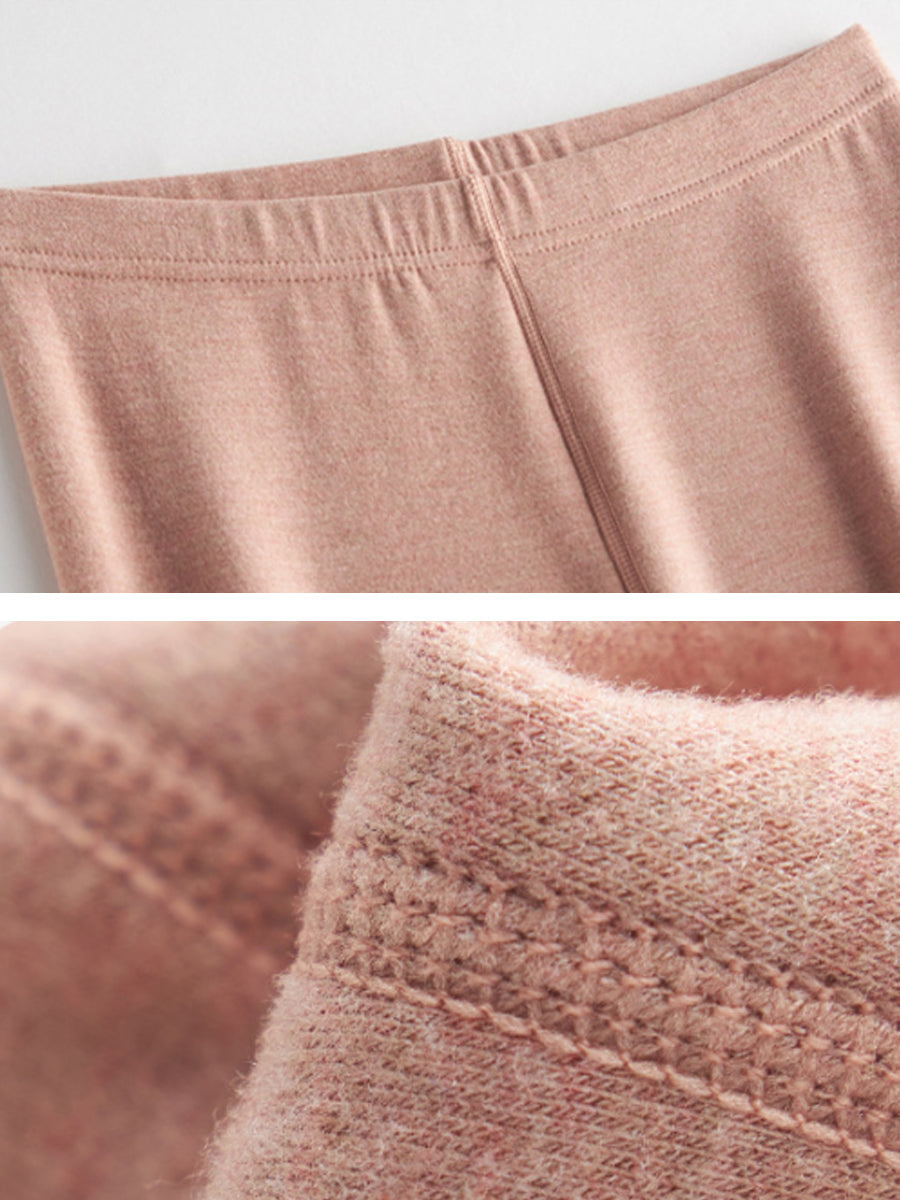 Women Autumn Warm Pure Color High Waist Leggings