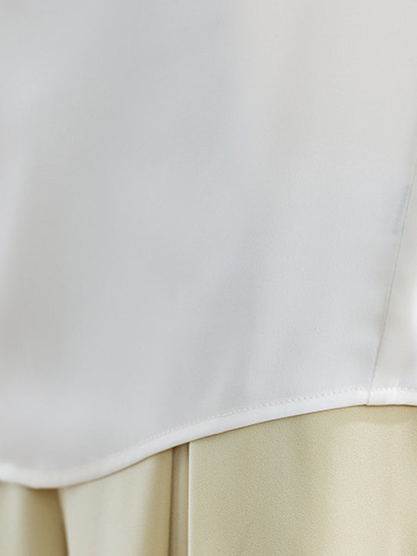 Loose Raglan Sleeve Solid Color Split-Joint Lapel Blouses&Shirts Tops