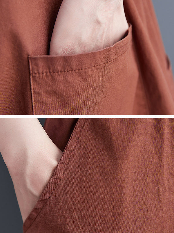 Simple Solid Color Lapel Short Sleeve Jumpsuits