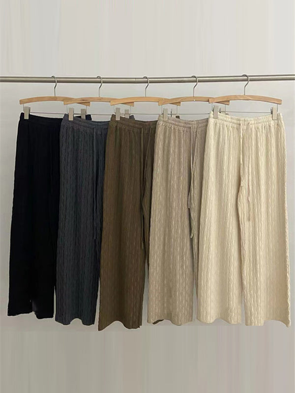 High Waisted Loose Drawstring Tied Waist Pants Trousers