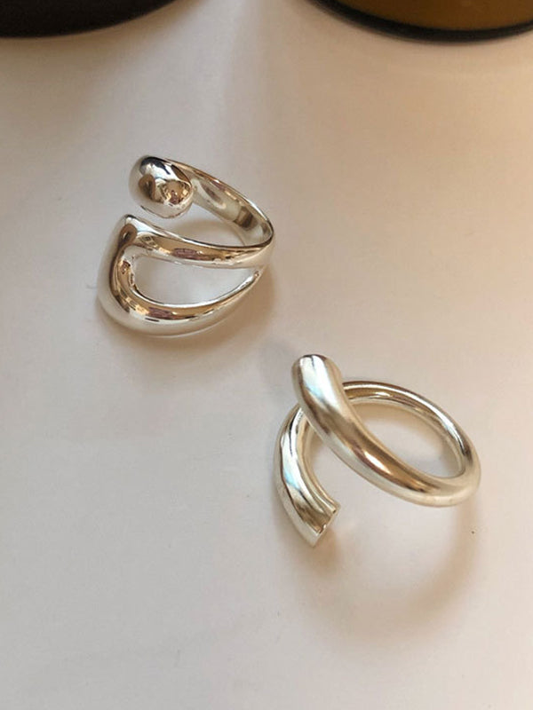 Geometric Hollow Solid Color Rings Accessories