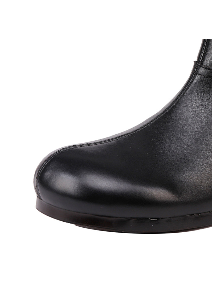 Women Vintage Genuine Leather Flat Ankle Boots