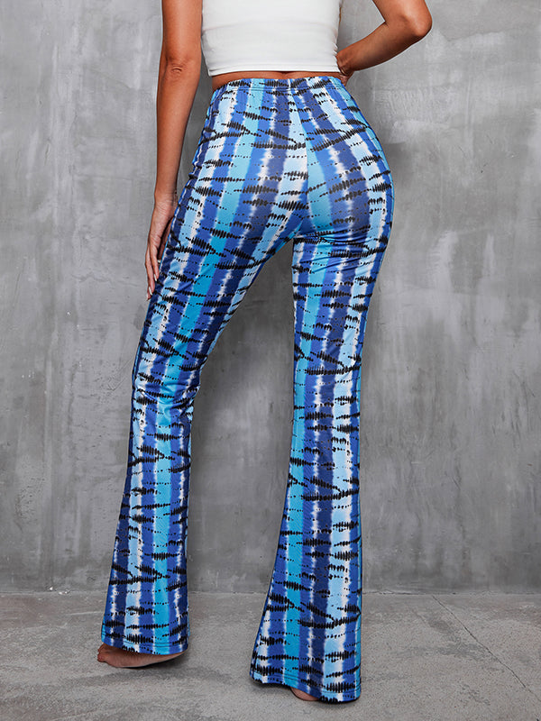 High Waisted Skinny Elasticity Printed Split-Joint Pants Trousers