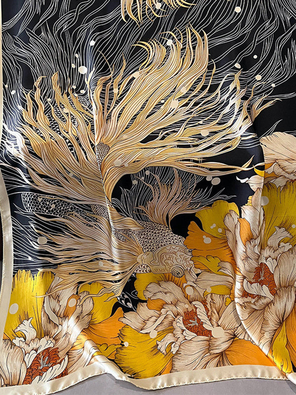 Chic Printed Contrast Color Silk Imitation Warm Shawl&Scarf