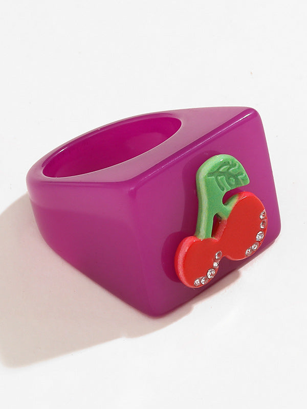 Geometric Fruit Rhinestone Rings Accessories