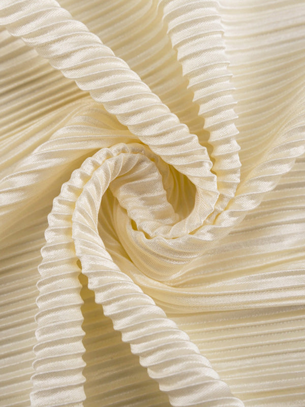 Long Sleeves Loose Lace-Up Pleated Solid Color Split-Joint Deep V-Neck Blouses&Shirts Tops