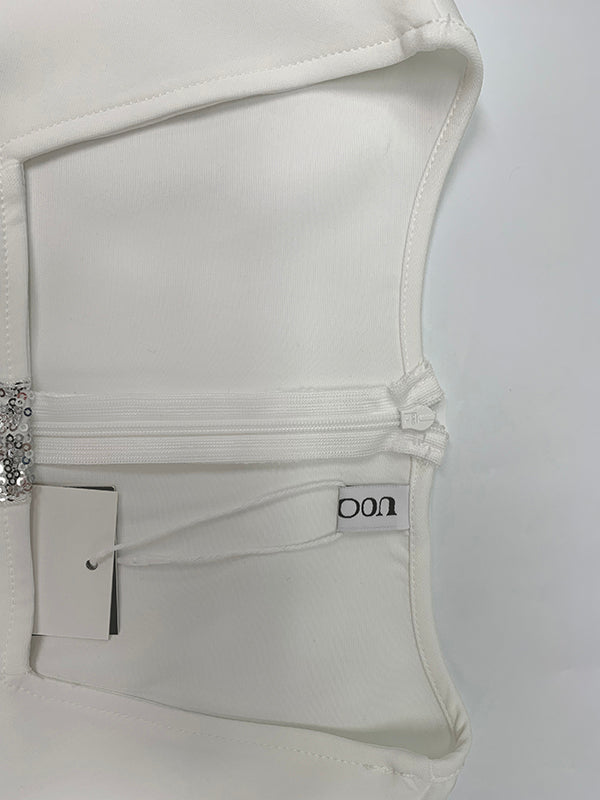 A-Line Flared Sleeves Shiny Solid Color Split-Joint Square-Neck Maxi Dresses