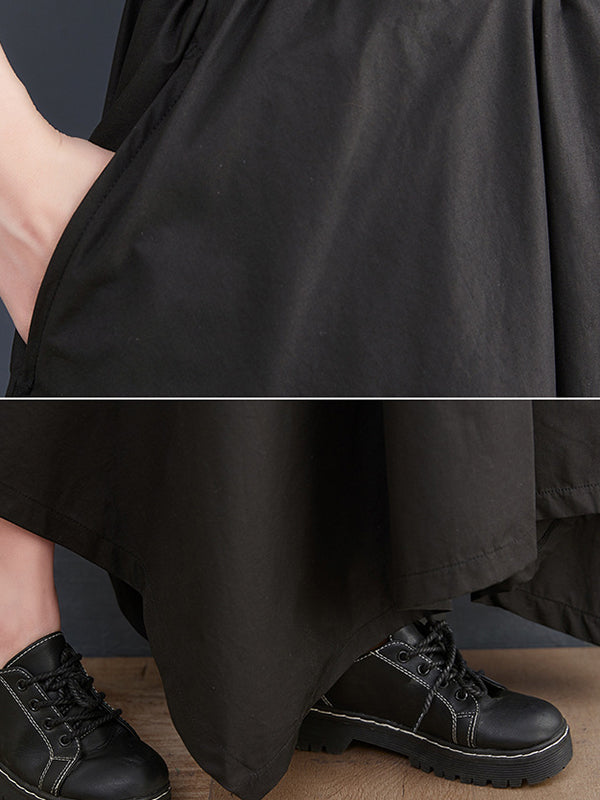 Cropped A-Line Drawstring Solid Color Pants Culotte