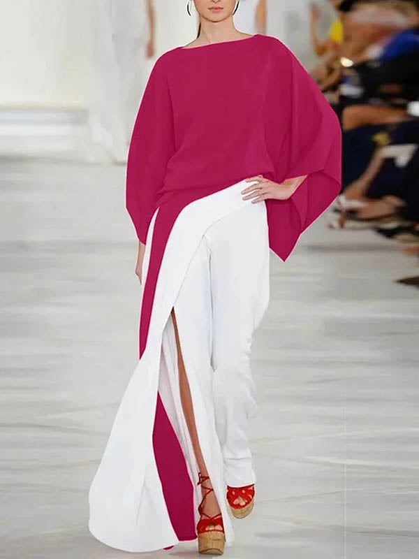 High Waisted Loose Asymmetric Split-Joint Split-Side Pants Trousers