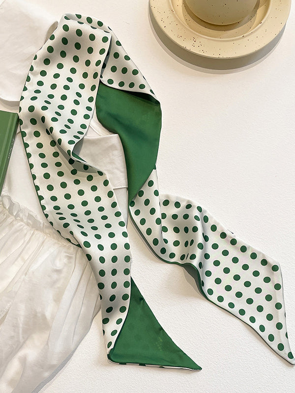 Urban Silk Imitation Polka-Dot Printed Green Scarf