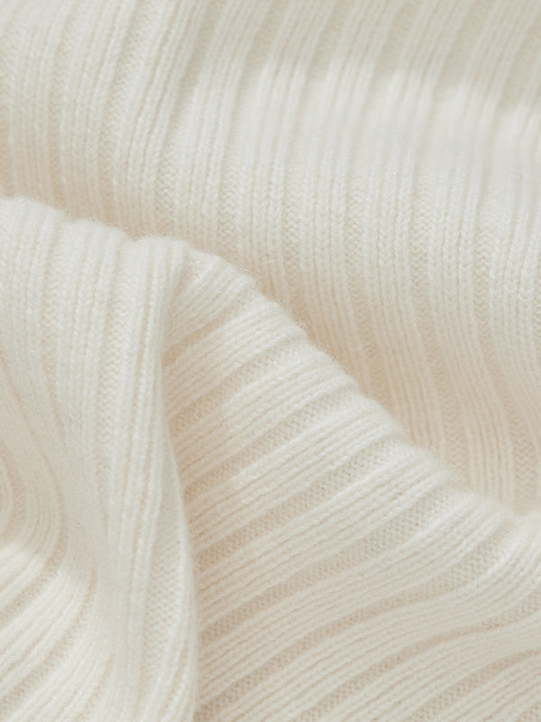 Solid Color High-Neck Long Sleeves Sweater Top + Wide Leg Pants Bottom Two Pieces Set