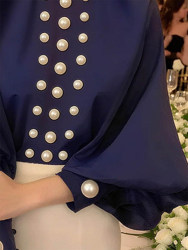 Loose Puff Sleeves Solid Color High Neck Blouses&Shirts Tops