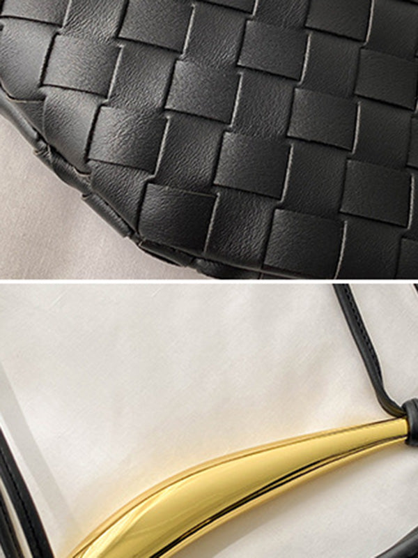 Geometric Split-Joint Woven Zipper Bags Handbags