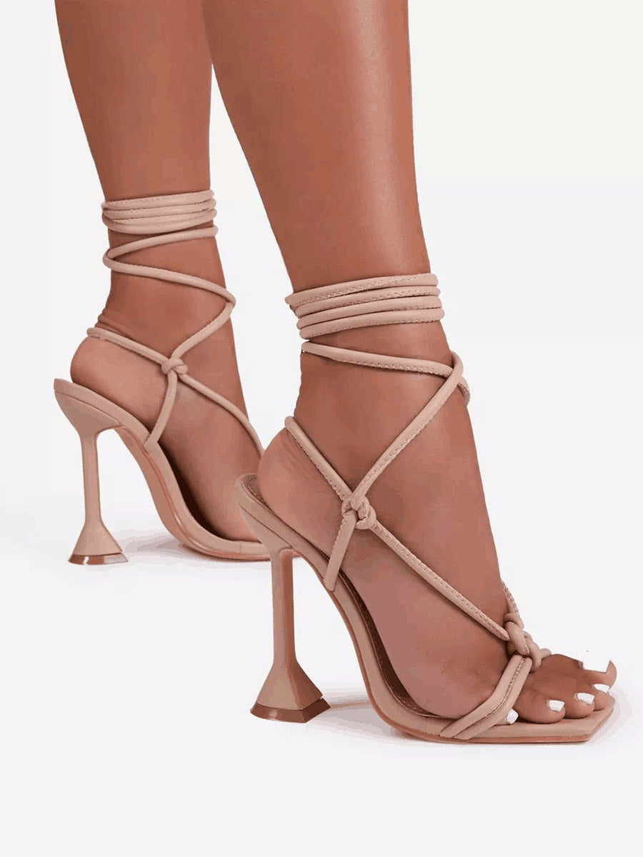 Knot Open Toe Split-Joint Square-Toe Sandals