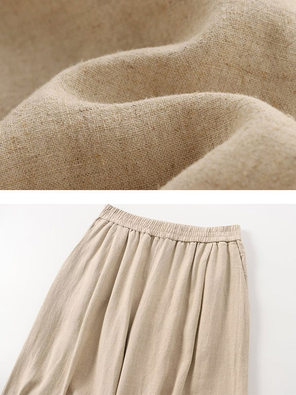 Loose Solid Color Split-Joint Split-Side Lapel Blouse + Elasticity Pleated Pants Trousers Two Pieces Set