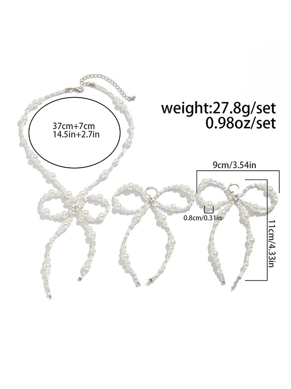 Bowknot Drop Earrings + Necklaces Accessories