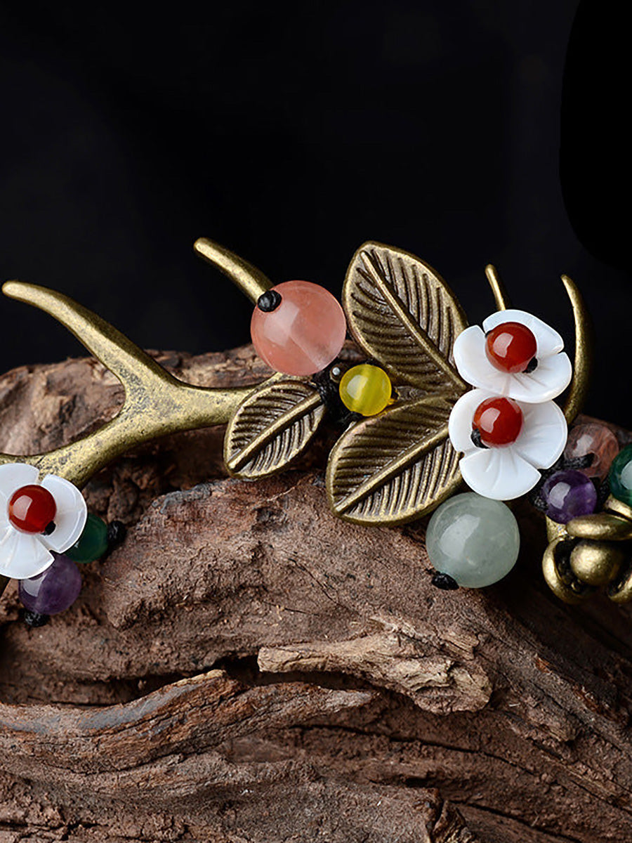 (2 Pieces)Alloy Branch Shell Flower Casual Brooch