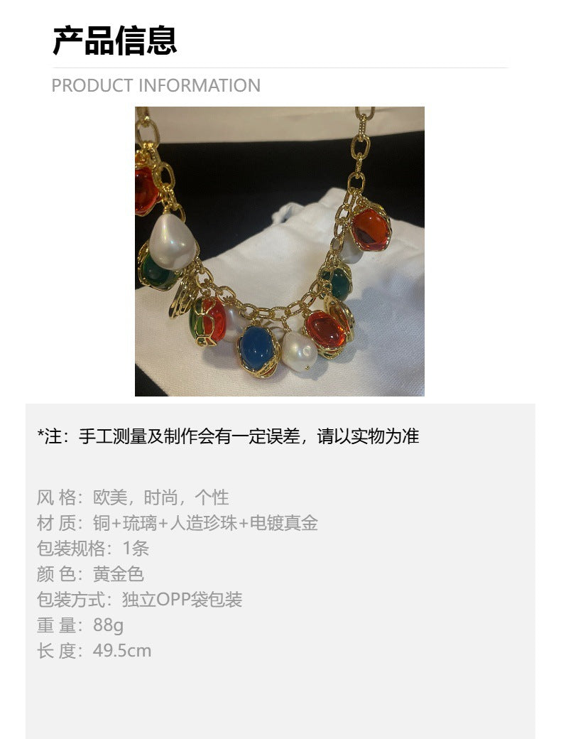 设计师新款糖果色项链多巴胺夏季海滩夏威夷风情吊坠青岛饰品批发