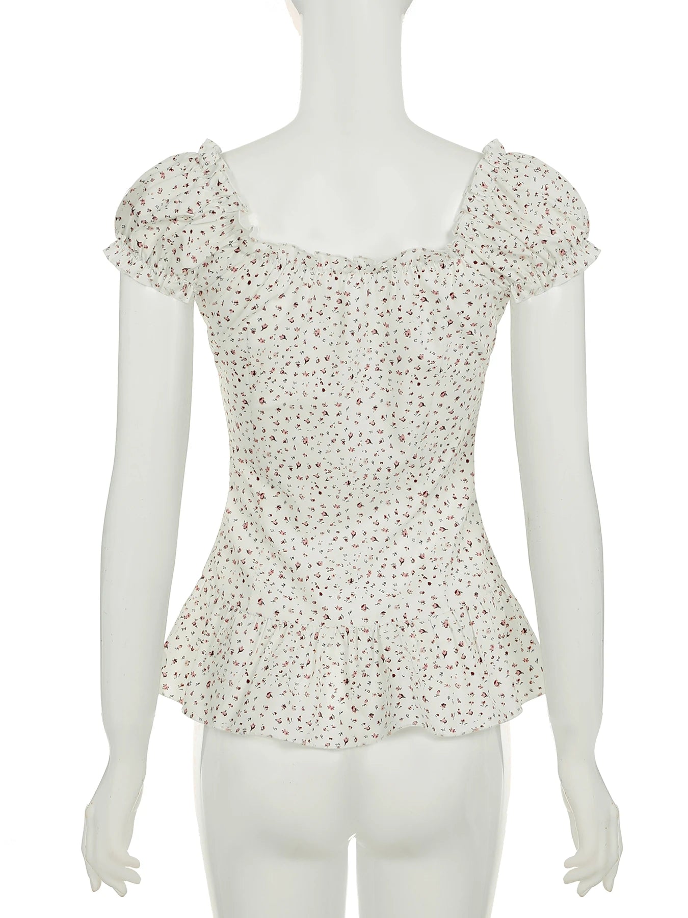 fashionFloral Print French Lace-up Fold Shirt Sexy Slim Classic Fashion Streetwear All-match Top Button Chic 90s Clothes