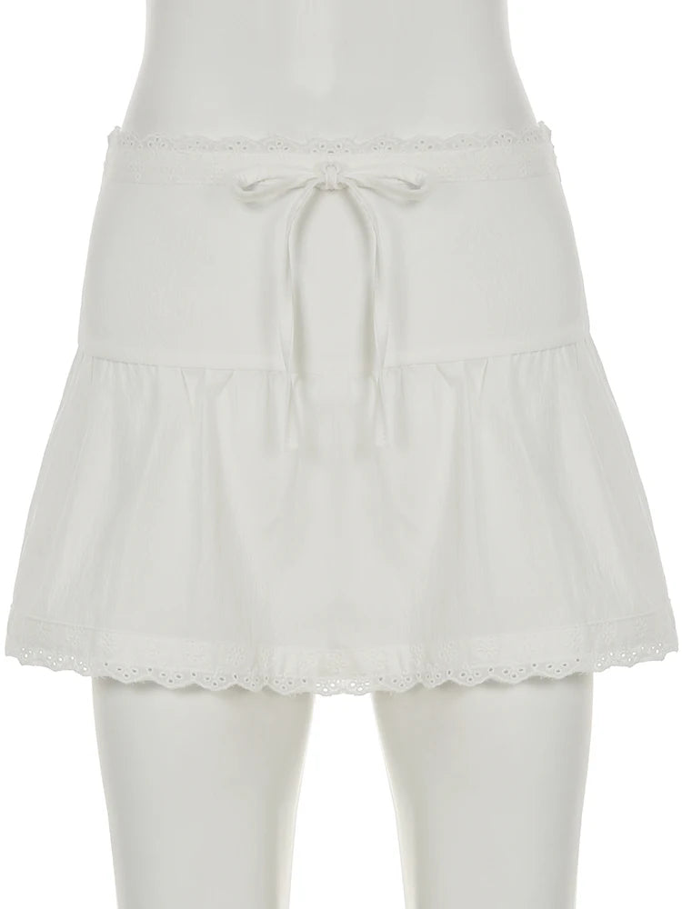 fashionLace Patchwork Fold Texture Solid Short Skirt Slim Zip All-match Casual Streetwear Outfits Hottie Basic Bottoms