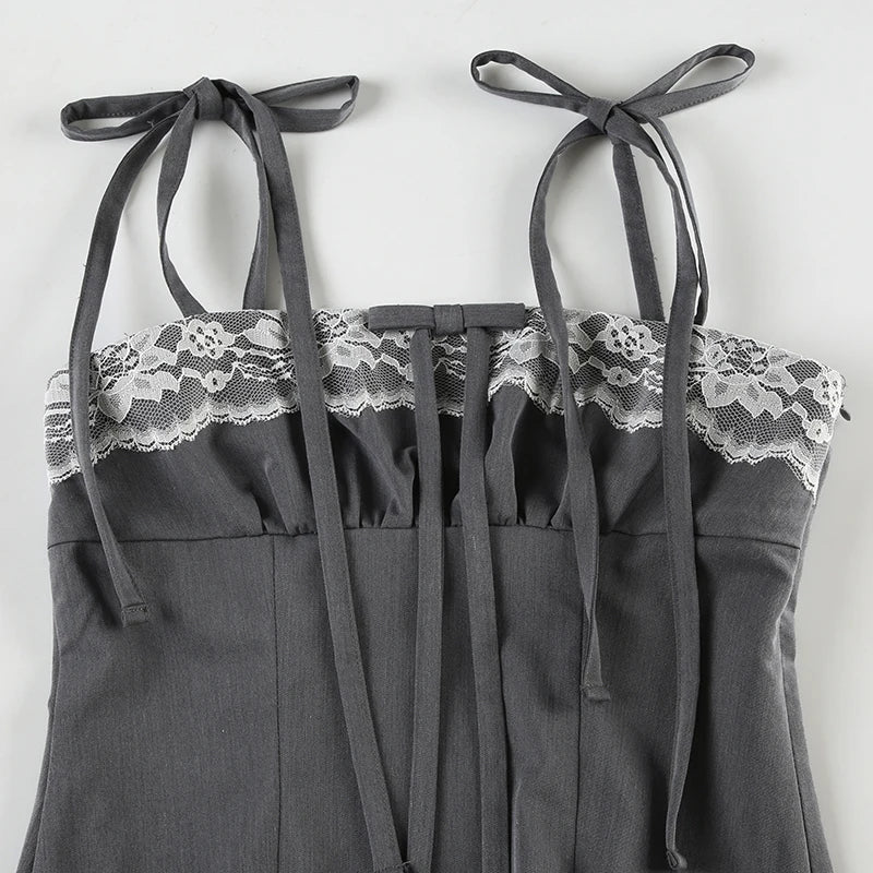 fashion Lace Cute Bow Sexy Camisoles Slim Y2K Aesthetic Backless Top Women's Vest Hot Chic Sweet Casual Lace Up Outfits