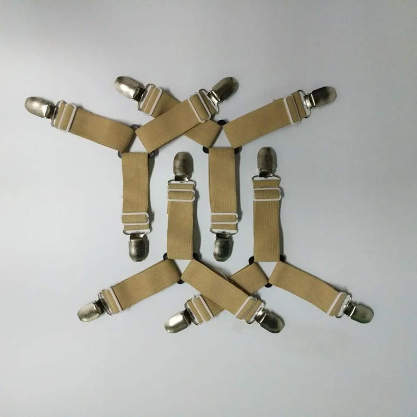 4Pcs/Set Elastic Bed Sheet Grippers Belt Fastener Bed Sheet Clips Mattress Cover Blankets Quilt Holder Textiles Organize Gadgets