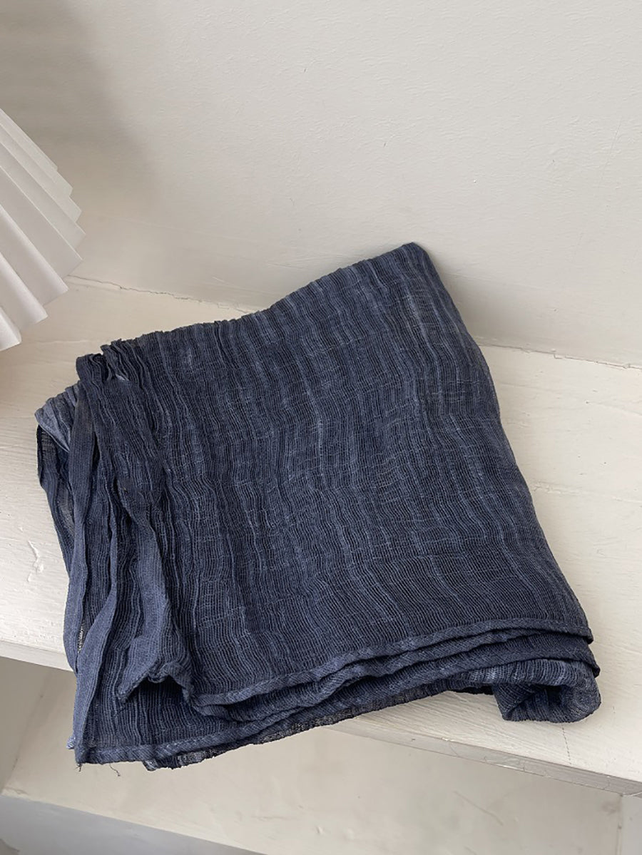 Women Artsy Pure Color Shirred Shawl Scarf