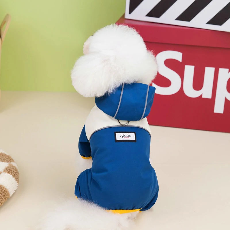 Waterproof Dog Jumpsuit With Caps Four Legs Dog Raincoat for Small Dogs Puppy Clothes Reflective Chihuahua Rain Coat Pet Costume