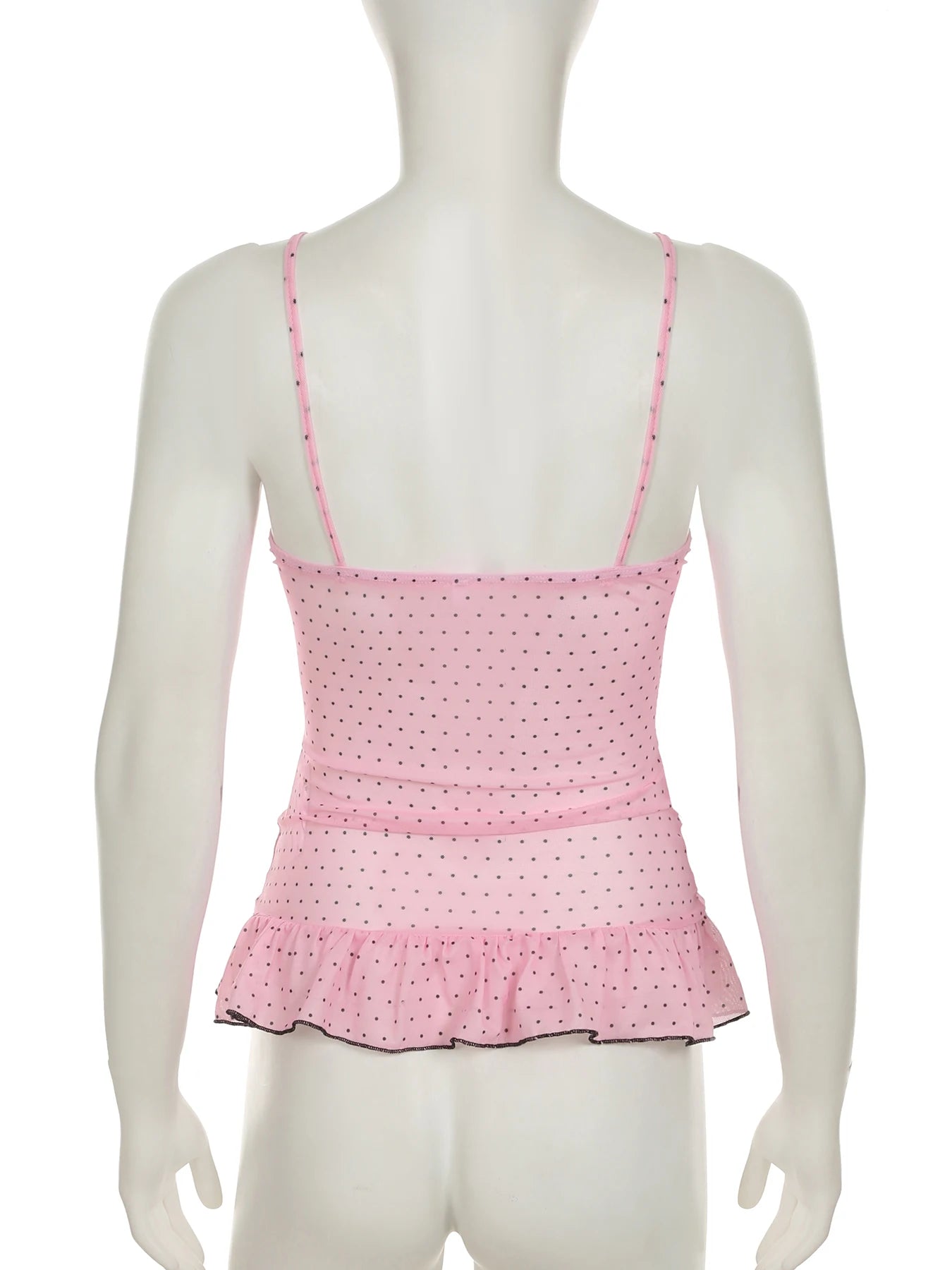 fashion Polka Dot Bow V-neck Backeless Camisole Sexy Slim Chic Vintage Sleeveless Tops Bodycon Sweet Streetwear Bustiers