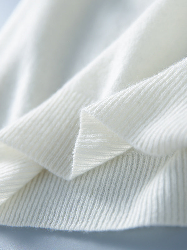 Simple Solid Color Round-Neck Short Sleeves Sweater