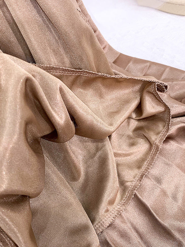 Loose Pleated Solid Color Skirts Bottoms