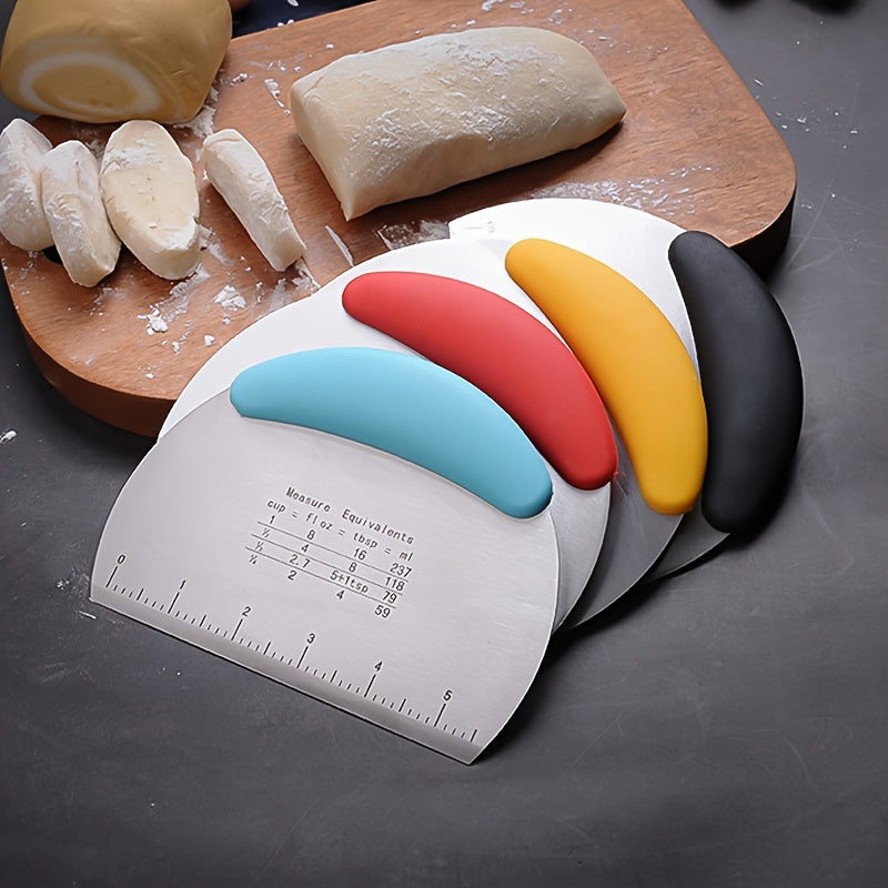 CUBIDUPI Stainless Steel Dough Scraper - Multi-Color Ergonomic Kitchen Tool for Easy Dough Removal, Baking & Cooking, Durable Rust-Resistant Design, Baking Essentials, Modern Kitchenware, Easyclean Material Father Gift
