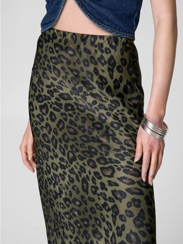 High-Waisted Leopard Print Skirt Bottoms