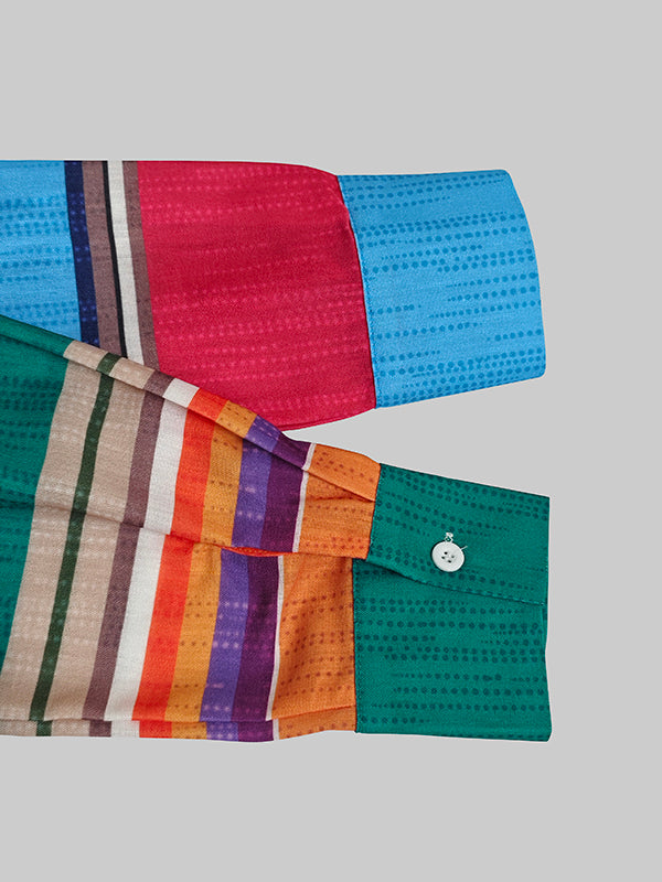 Long Sleeves Loose Buttoned Contrast Color Lapel Blouses&Shirts Tops