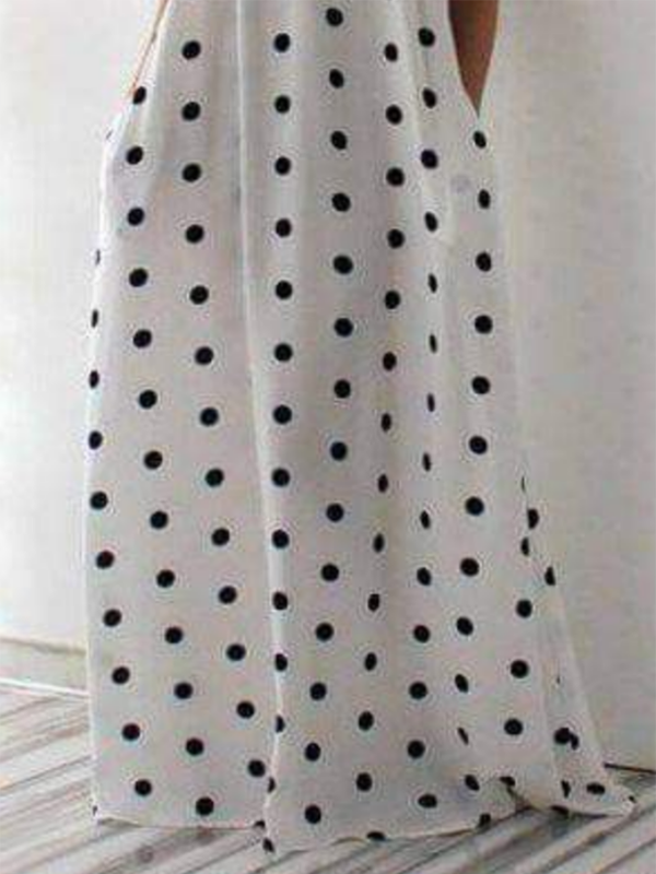 Loose Falbala Polka-Dot Off-The-Shoulder Maxi Dresses
